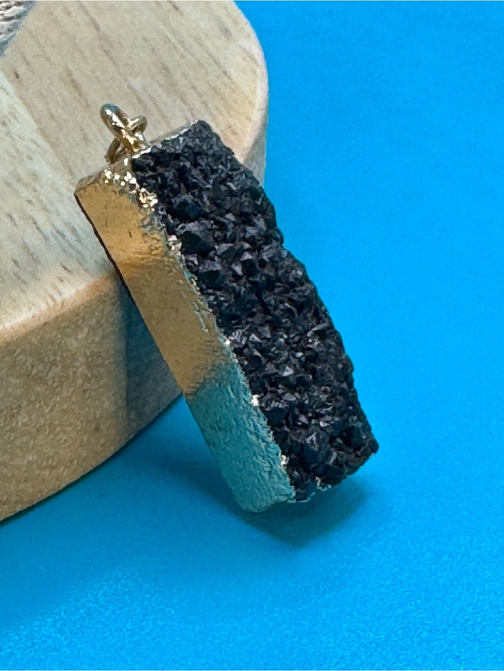 Black Druzy Rectangle Pendant